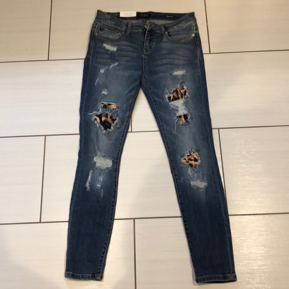 Judy Blue Leopard Patch Jeans.